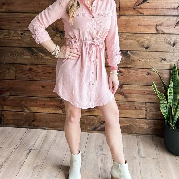 THE JESSIE PINK DENIM DRESS - Picture 7 of 11